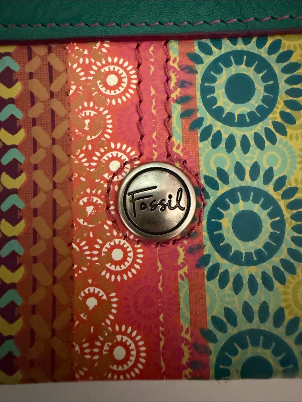 Vintage Fossil Key-Per Patchwork Keychain Coin Pouch/Wallet - Picture 3 of 4
